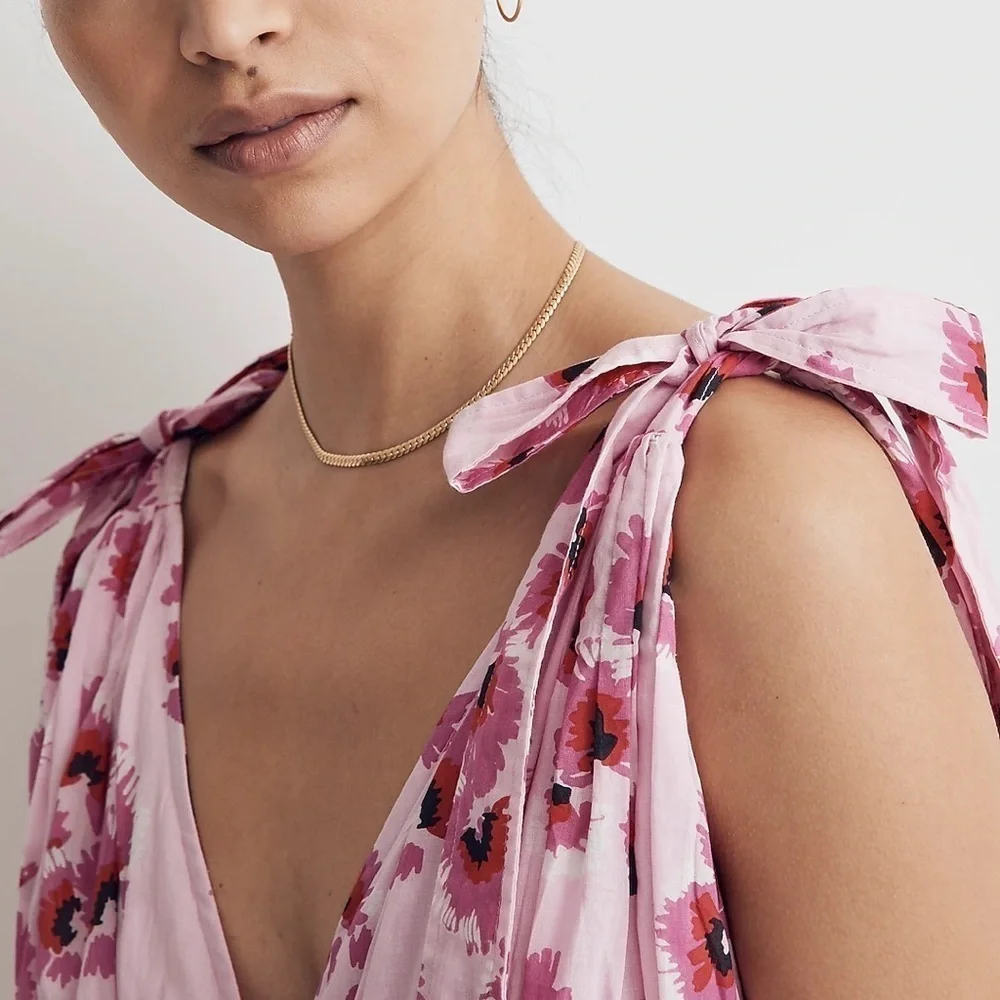 Banjanan Pink Floral Maxi Dress with Fuchsia Flowers - Picture 4 of 16
